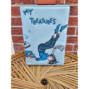 Vintage Ponytail My Treasures Vinyl Jewelry Box 1960s Mod Girl Art Locking